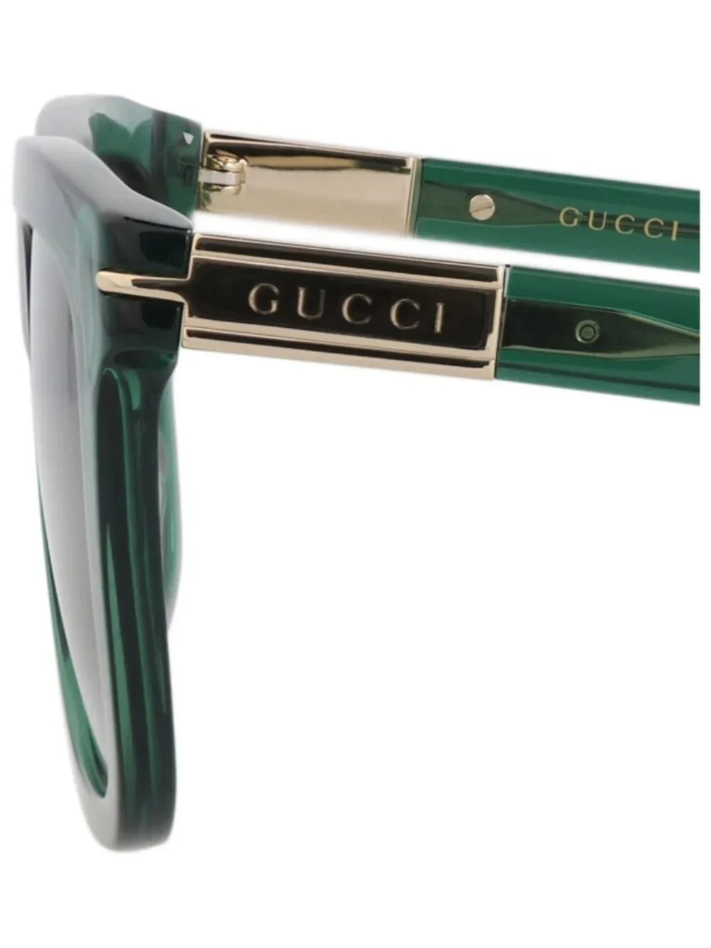New Gucci Women's Sunglasses Square Rectangle Recycled Acetate Frame Mens Green